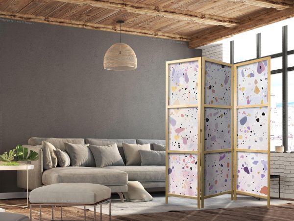 Japanese Room Divider - Confetti-Style Terrazzo - Purple-Pink - Colorful Pattern - Image 3
