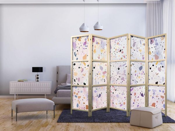 Japanese Room Divider - Confetti-Style Terrazzo - Purple-Pink - Colorful Pattern - Image 2