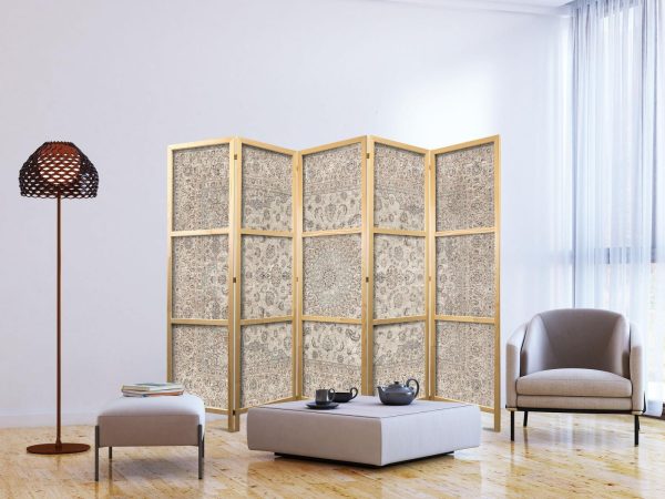 Japanese Room Divider - Desert Nights - Ornamented Persian Carpet in Muted Colors - Image 3