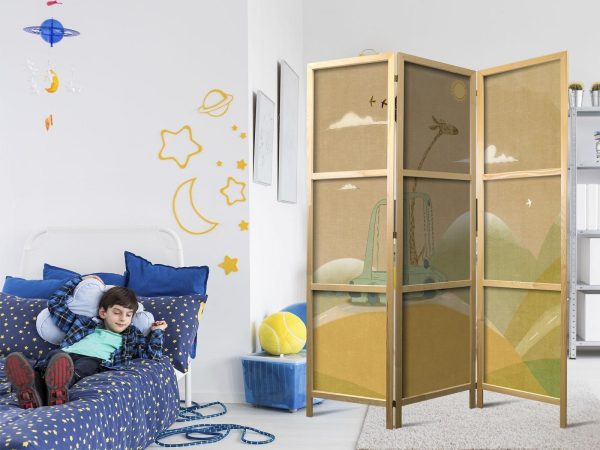 Japanese Room Divider - Dreamy Traveler - Giraffe driving a car on a beautiful sunny day - Image 2