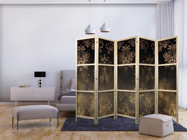 Japanese Room Divider - Floral Ornaments Carved in Delicate Sepia and Brown Shades - Image 2