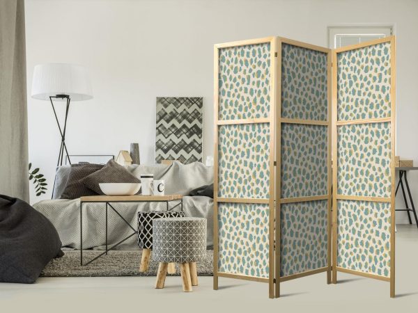 Japanese Room Divider - Giraffe Pattern - Animal Pattern in Turquoise Spots on a Light Background - Image 2