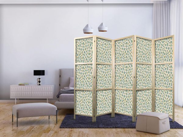 Japanese Room Divider - Giraffe Pattern - Animal Pattern in Turquoise Spots on a Light Background - Image 2