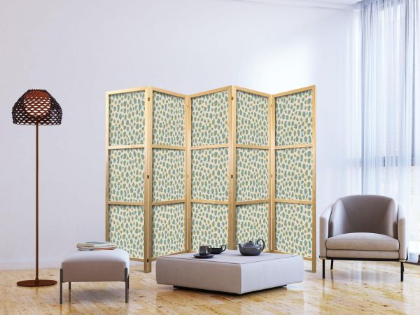 Japanese Room Divider - Giraffe Pattern - Animal Pattern in Turquoise Spots on a Light Background - Image 3
