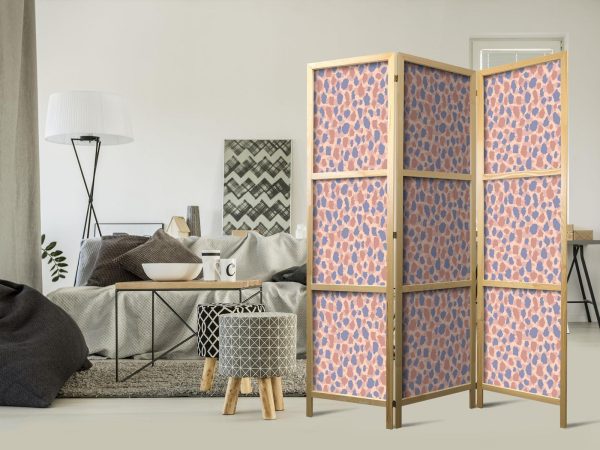 Japanese Room Divider - Giraffe Pattern - Colorful Animal Pattern in Blue-Pink Spots - Image 2