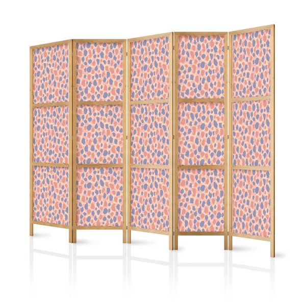 Japanese Room Divider - Giraffe Pattern - Colorful Animal Pattern in Blue-Pink Spots