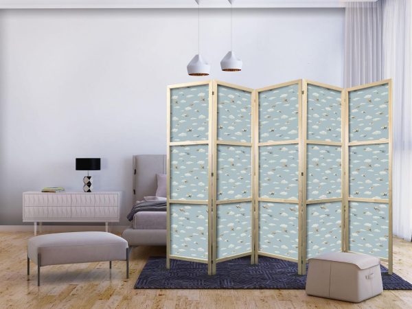 Japanese Room Divider - Illustration - Yellow-Blue Airplanes Against a Blue Sky - Image 2