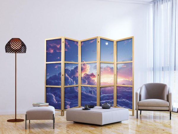 Japanese Room Divider - Night Concert in the Mountains: Clouds Illuminated by the Last Rays of the Sun - Image 3