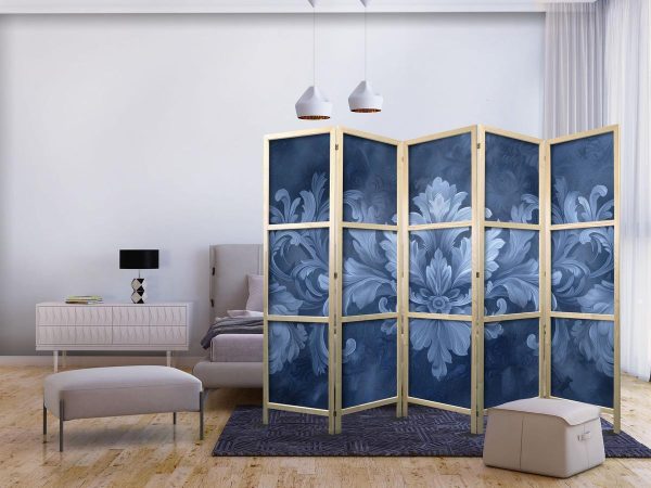 Japanese Room Divider - Ornament in Blue and Cool Colors - Dark Blue Decoration