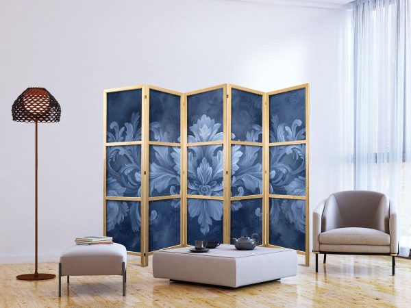 Japanese Room Divider - Ornament in Blue and Cool Colors - Dark Blue Decoration