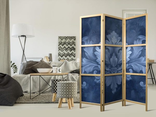 Japanese Room Divider - Ornament in Blue and Cool Colors - Dark Blue Decoration