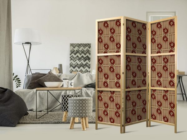 Japanese Room Divider - Predatory Streaks - Red Abstract Shapes Inspired by Tribal - Image 2