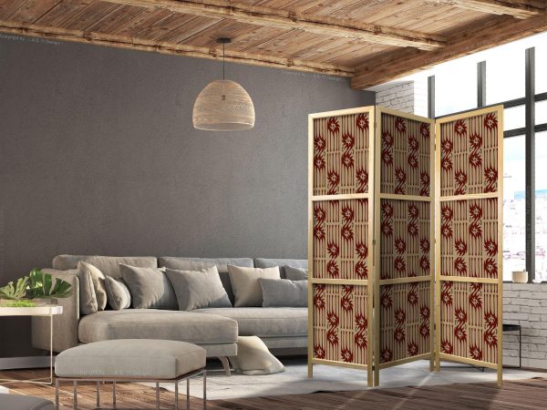 Japanese Room Divider - Predatory Streaks - Red Abstract Shapes Inspired by Tribal - Image 3