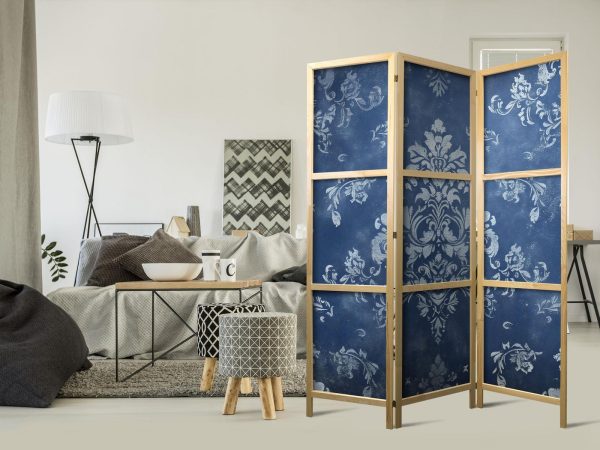 Japanese Room Divider - Retro Ornament - Decorative Motif in Worn Blues - Image 2