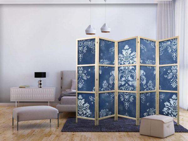 Japanese Room Divider - Retro Ornament - Decorative Motif in Worn Blues - Image 2