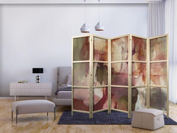 Japanese Room Divider - Rose Abstraction - Spilled Watercolor Paint in Spring Colors