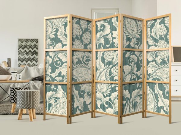 Japanese Room Divider - Sage Green Flourishes - Image 3