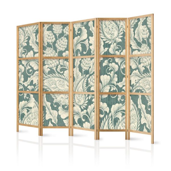 Japanese Room Divider - Sage Green Flourishes