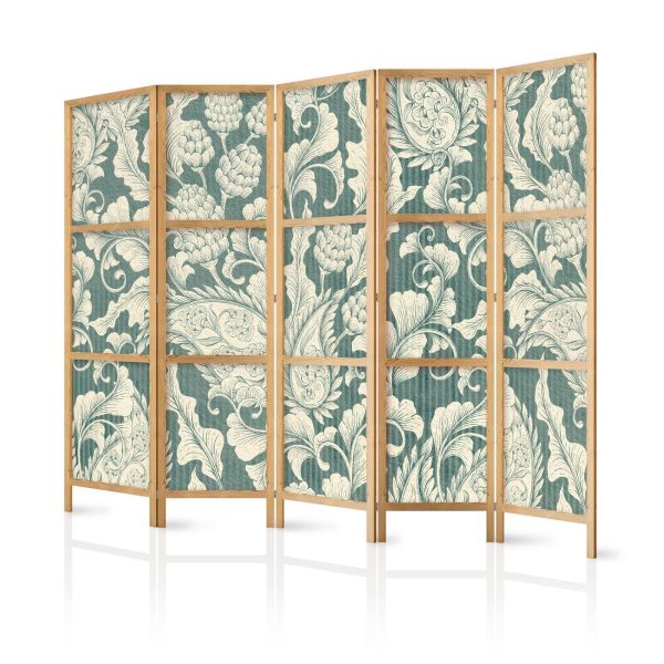 Japanese Room Divider - Sage Green Flourishes
