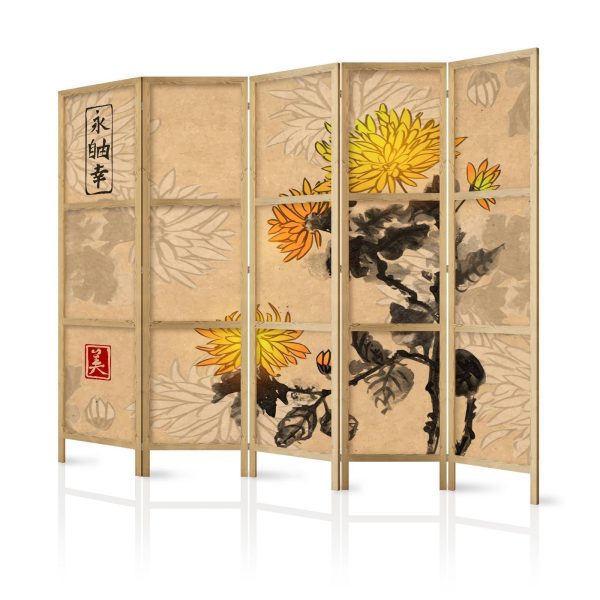 Japanese Room Divider - Style: Chrysanthemums II
