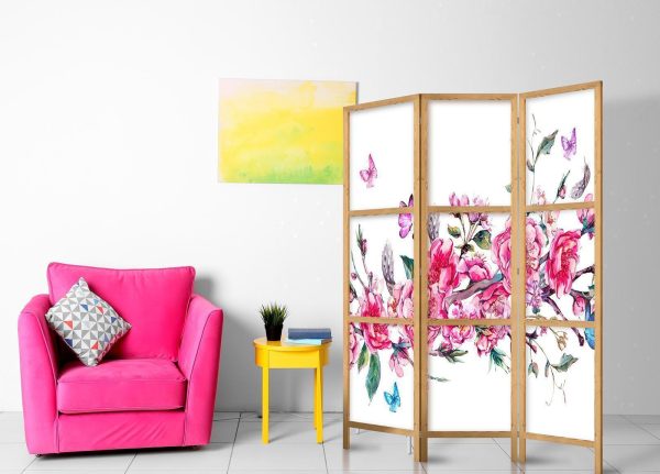 Japanese Room Divider - Style: Flowers and Butterflies - Image 2