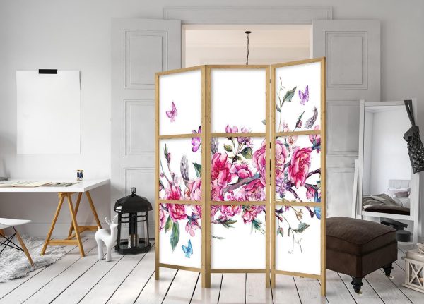 Japanese Room Divider - Style: Flowers and Butterflies - Image 3