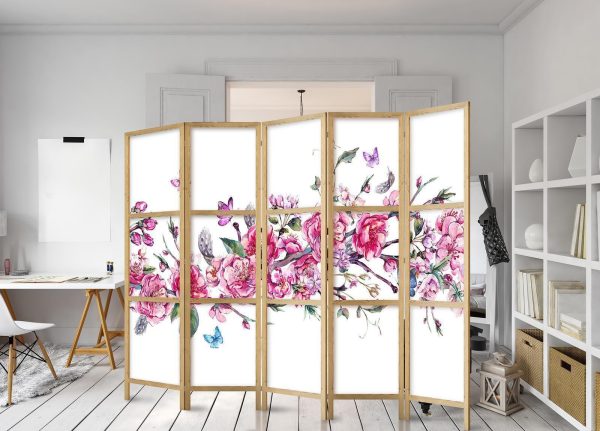 Japanese Room Divider - Style: Flowers and Butterflies II - Image 3