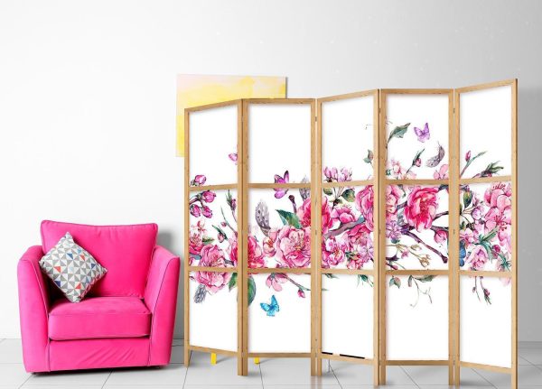 Japanese Room Divider - Style: Flowers and Butterflies II - Image 2