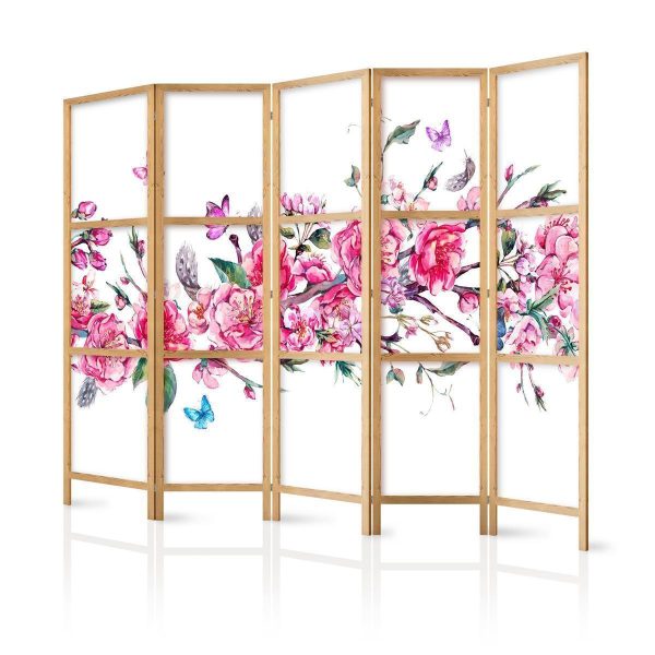 Japanese Room Divider - Style: Flowers and Butterflies II