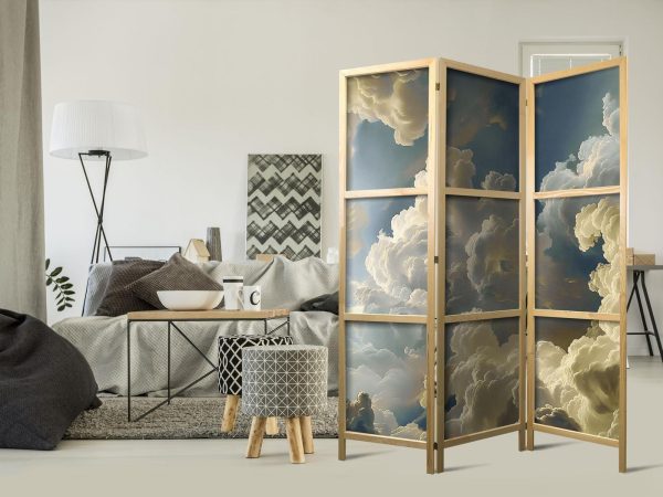Japanese Room Divider - Sun and Shadows: A Theatrical Display of Nature High Above the Earth - Image 2