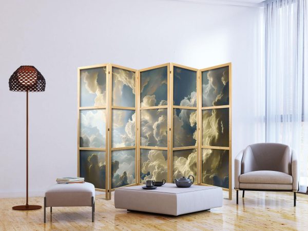 Japanese Room Divider - Sun and Shadows: A Theatrical Display of Nature High Above the Earth - Image 3