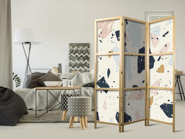 Japanese Room Divider - Terrazzo with Large - Scaled Stones in Muted Colors - Image 2