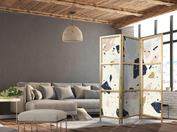 Japanese Room Divider - Terrazzo with Large - Scaled Stones in Muted Colors - Image 3