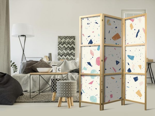 Japanese Room Divider - Terrazzo with Multicolored - Large Elements - Cheerful Pattern on a Light Background - Image 2