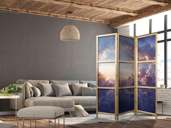 Japanese Room Divider - The Sun in Hiding: The Golden Face of the Sky Over a Cloudy Sea - Image 3