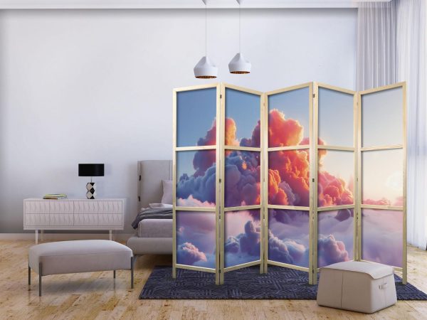 Japanese Room Divider - Twilight Spectacle: Clouds in Shades of Pink and Violet - Image 2
