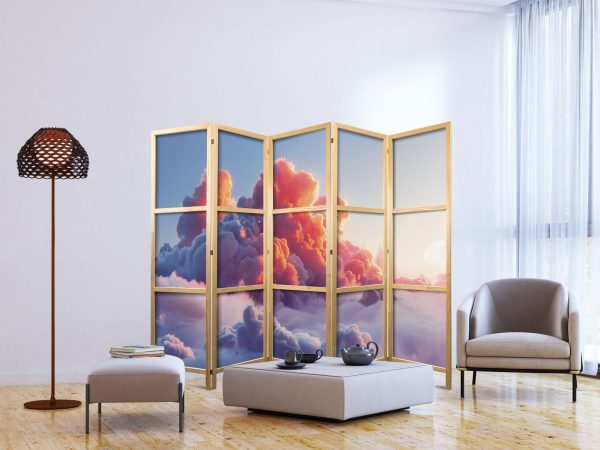 Japanese Room Divider - Twilight Spectacle: Clouds in Shades of Pink and Violet - Image 3