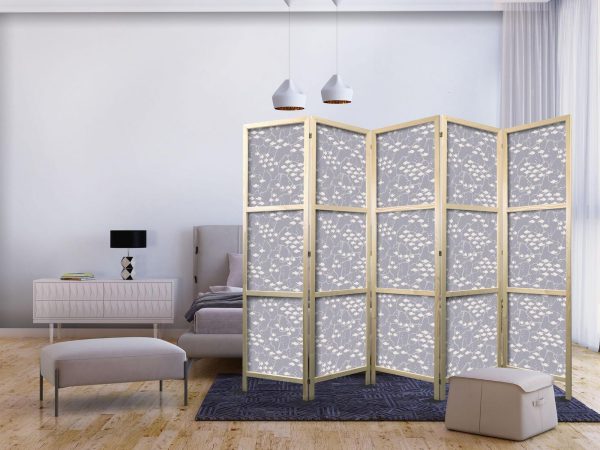 Japanese Room Divider - Underwater Shoal of Small Fish - Tiny Light-Beige Fish on the Background of Oceanic Depths in Gray Shades - Image 2