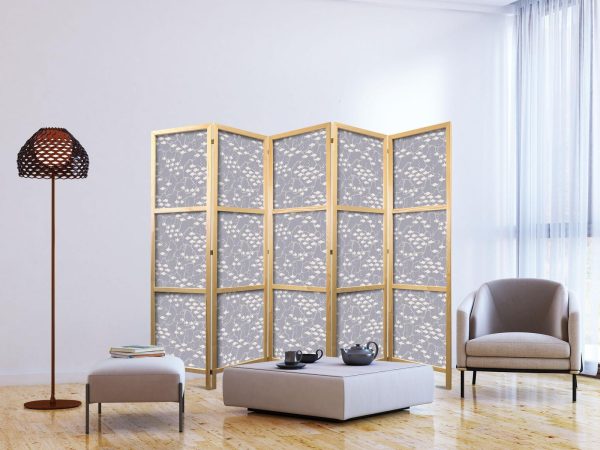 Japanese Room Divider - Underwater Shoal of Small Fish - Tiny Light-Beige Fish on the Background of Oceanic Depths in Gray Shades - Image 3