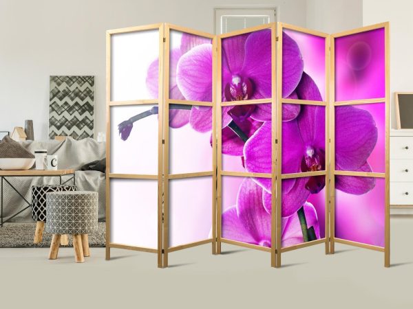 Japanese Room Divider - Violet Orchids II - Image 3