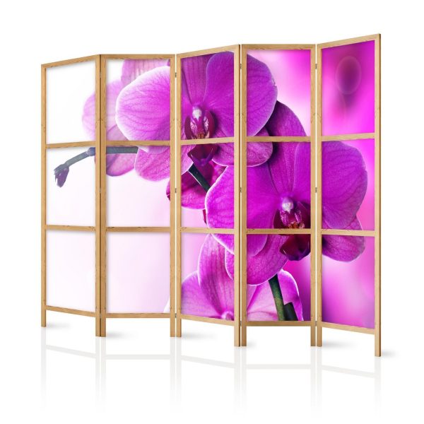 Japanese Room Divider - Violet Orchids II