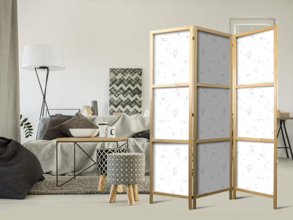 Japanese Room Divider - Watercolor - Airplanes and Balloons Painted on a White Sky Background - Image 2