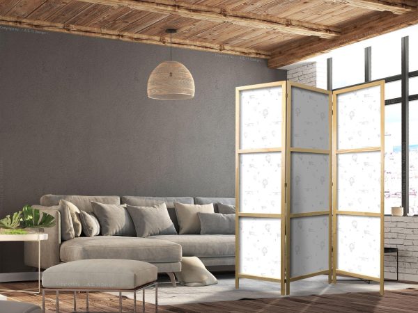 Japanese Room Divider - Watercolor - Airplanes and Balloons Painted on a White Sky Background - Image 3