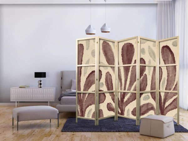 Japanese Room Divider - Waving Leaves - Irregular Plant Shapes in the Style of Matisse
