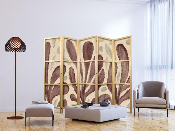Japanese Room Divider - Waving Leaves - Irregular Plant Shapes in the Style of Matisse