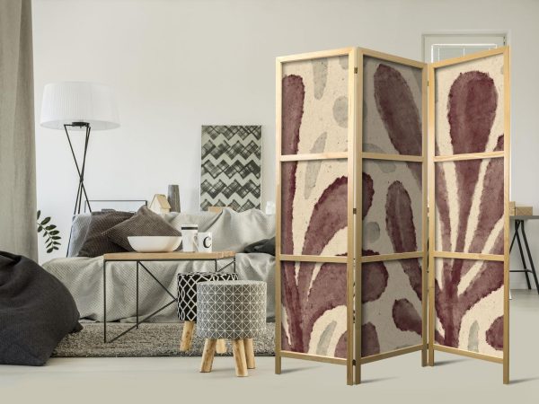 Japanese Room Divider - Waving Leaves - Irregular Plant Shapes in the Style of Matisse - Image 2