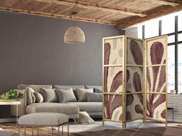 Japanese Room Divider - Waving Leaves - Irregular Plant Shapes in the Style of Matisse - Image 3