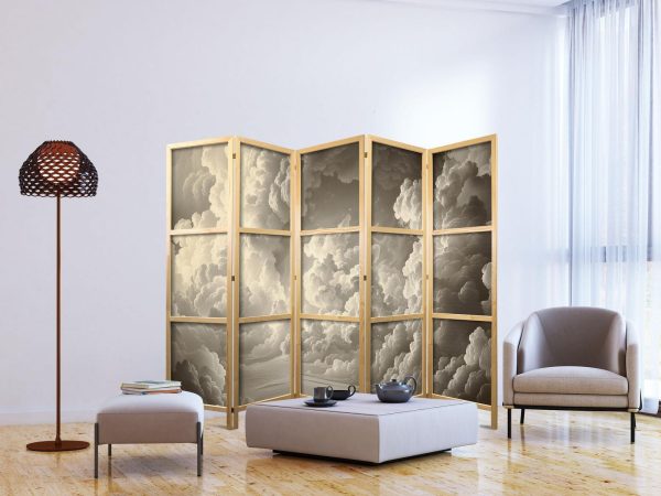 Japanese Room Divider - Whisper of Illuminated Clouds: Soft Play of Light in the Theater of the Heavens - Image 3