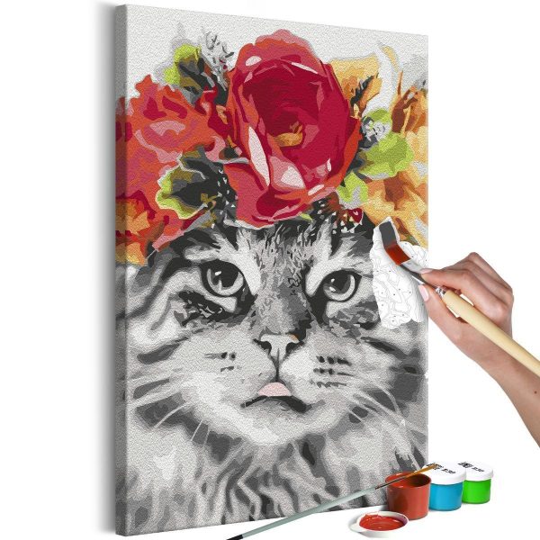 Paint By Numbers Kit - Cat With Flowers