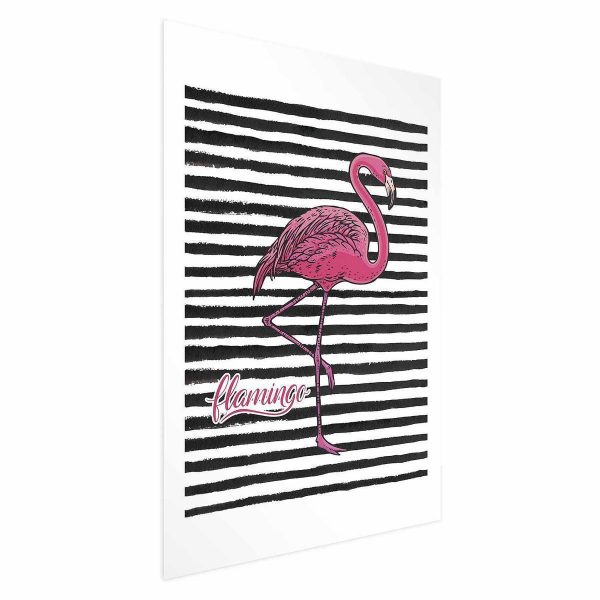 Poster - Black Stripes and Flamingo